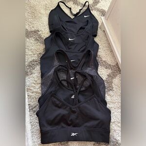 Nike, Adidas & Reebok Black Sports Bra Bundle M